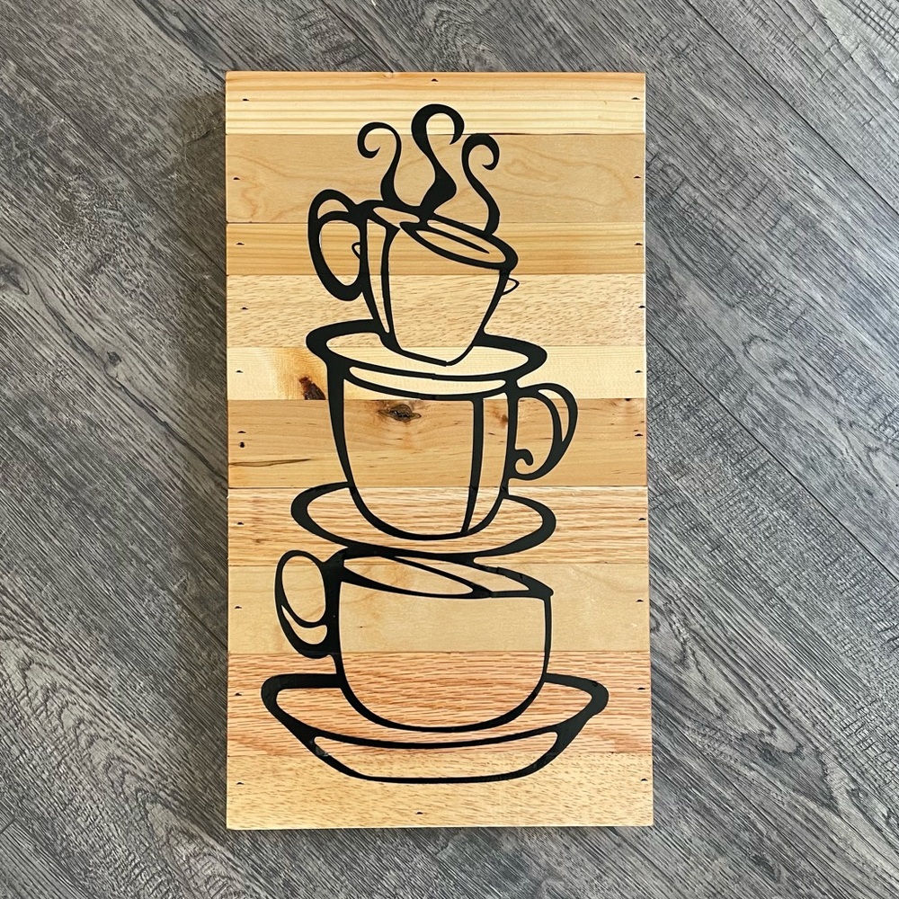 Handmade coffee cup sign